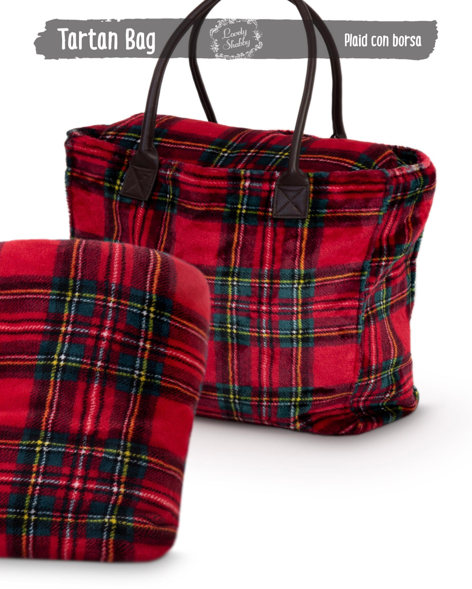 Lovely Shabby Plaid Tartan Bag Fantasia Scozzese 140x170 cm Lovely Shabby