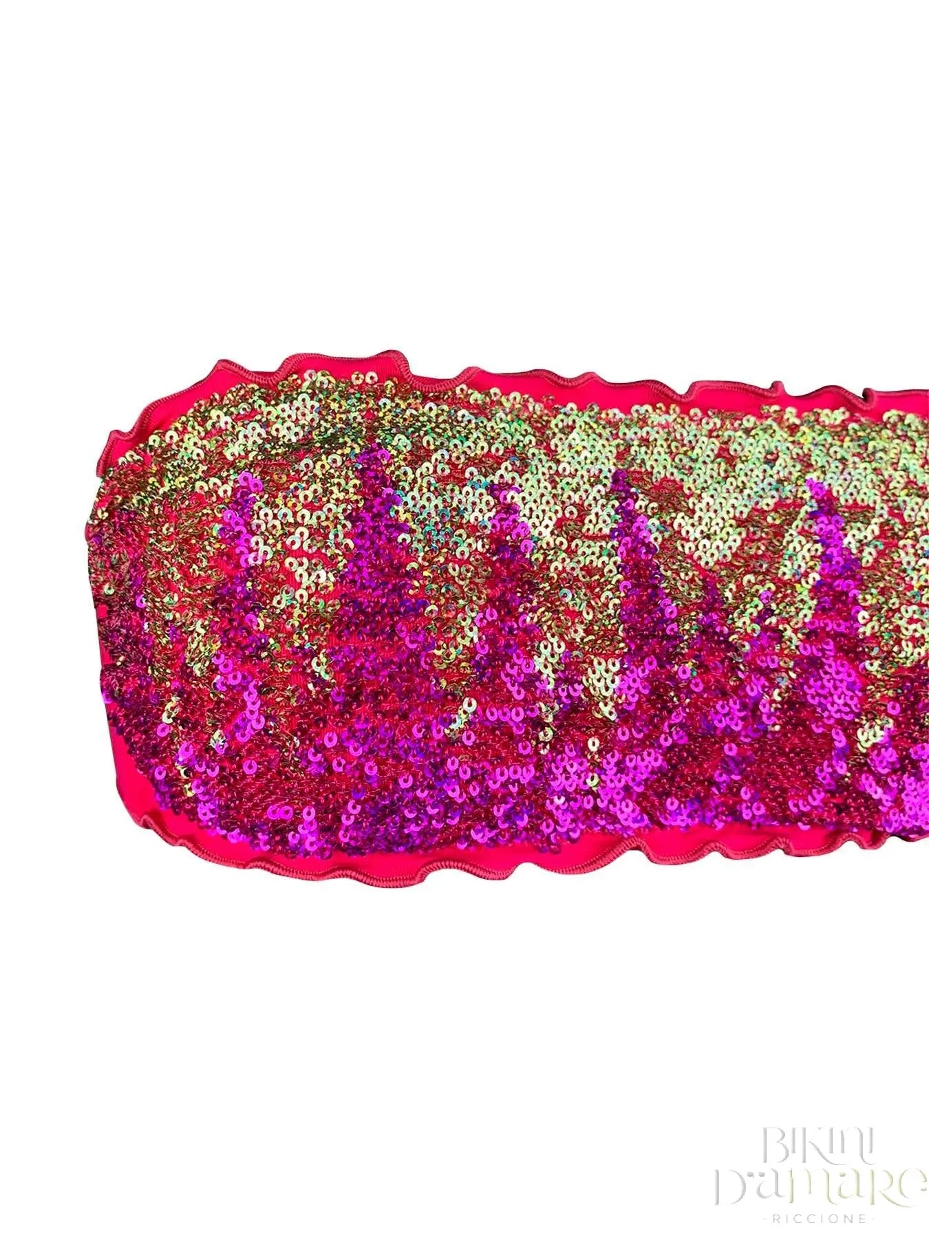 Bikini Fascia Paillettes Fiammate Oro Fucsia