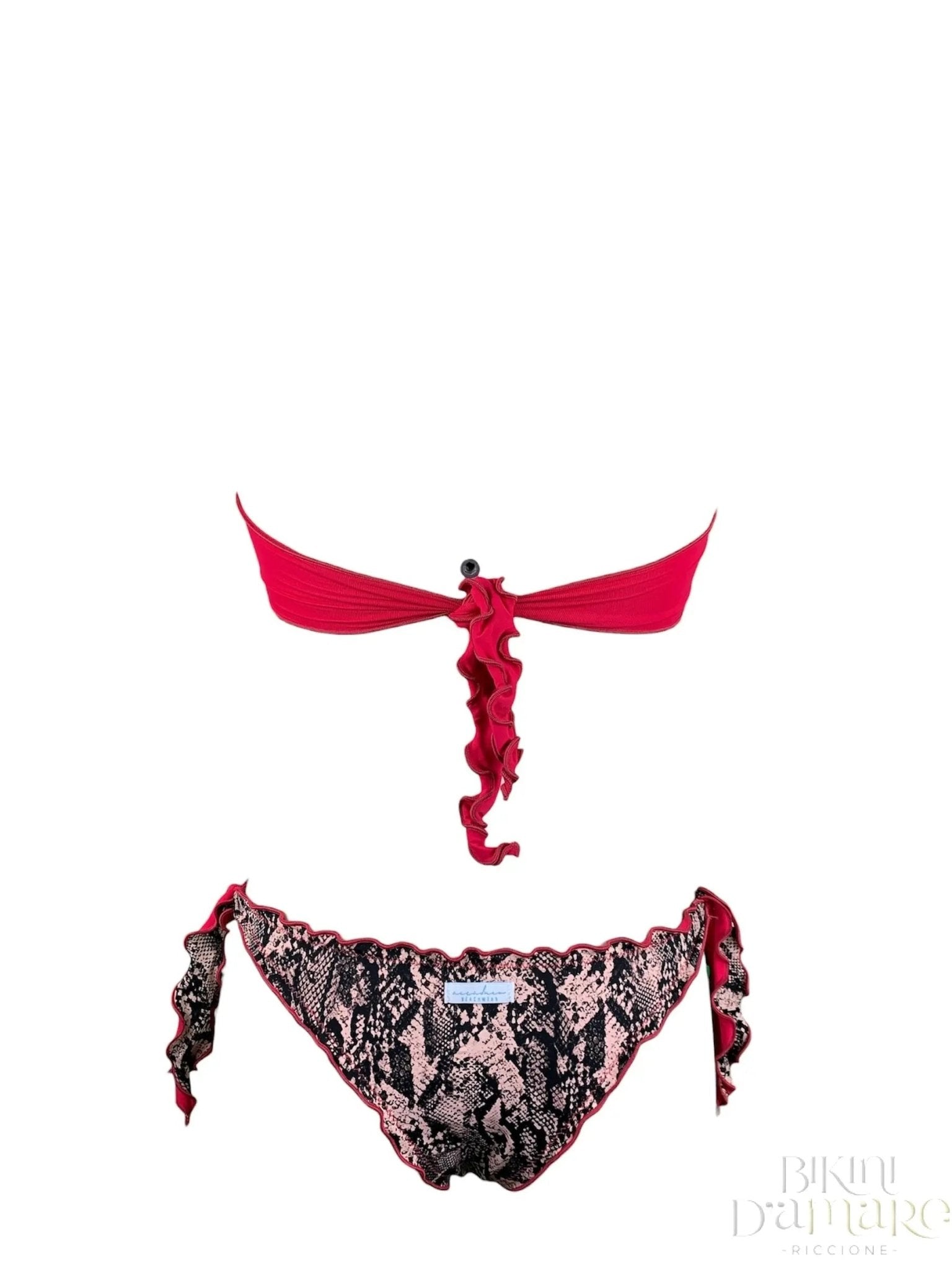 Bikini Fascia Paillettes Fiammate Oro Fucsia Accadueo