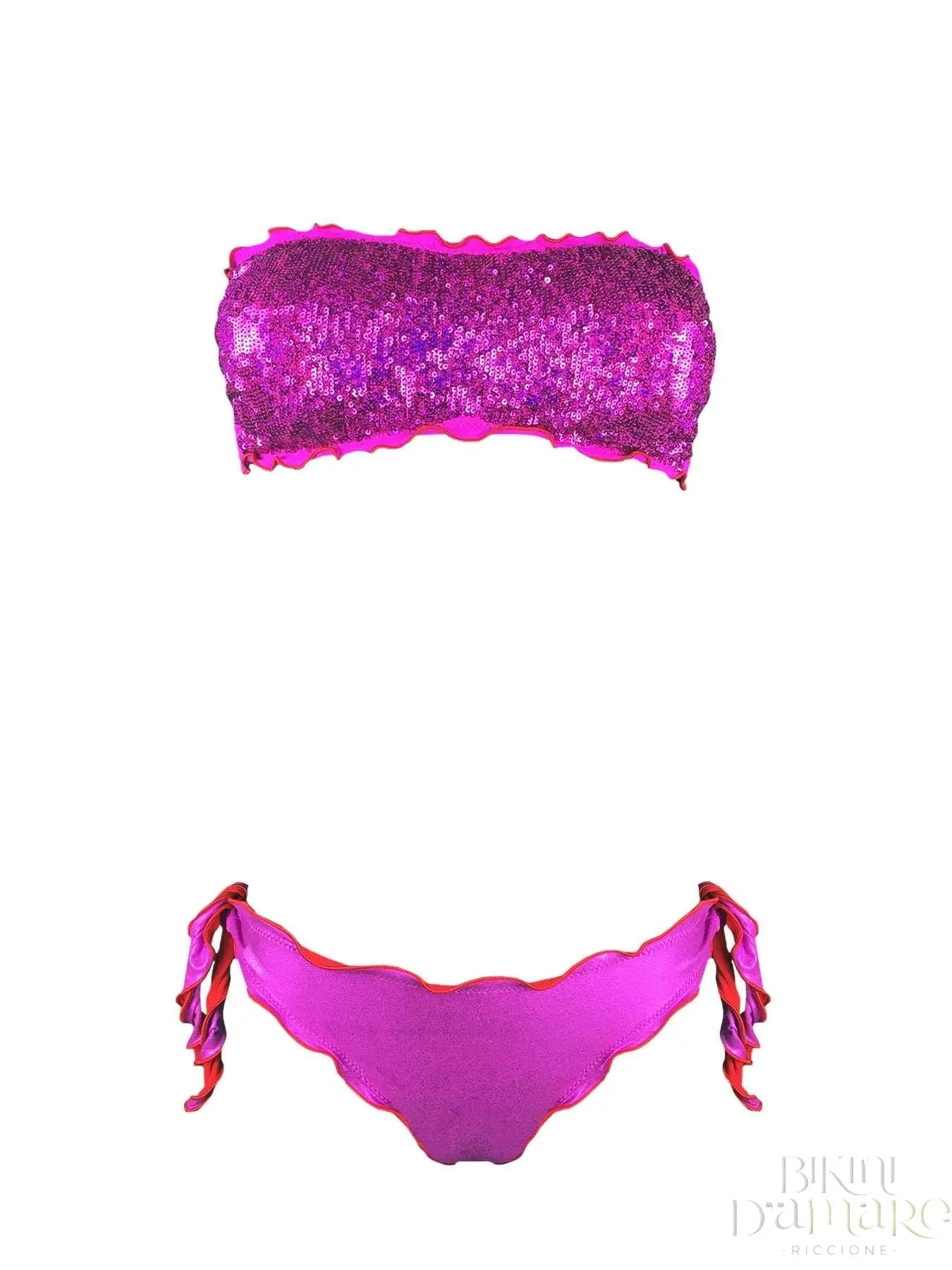 Bikini Fascia Paillettes Prillo Con Slip Laminato