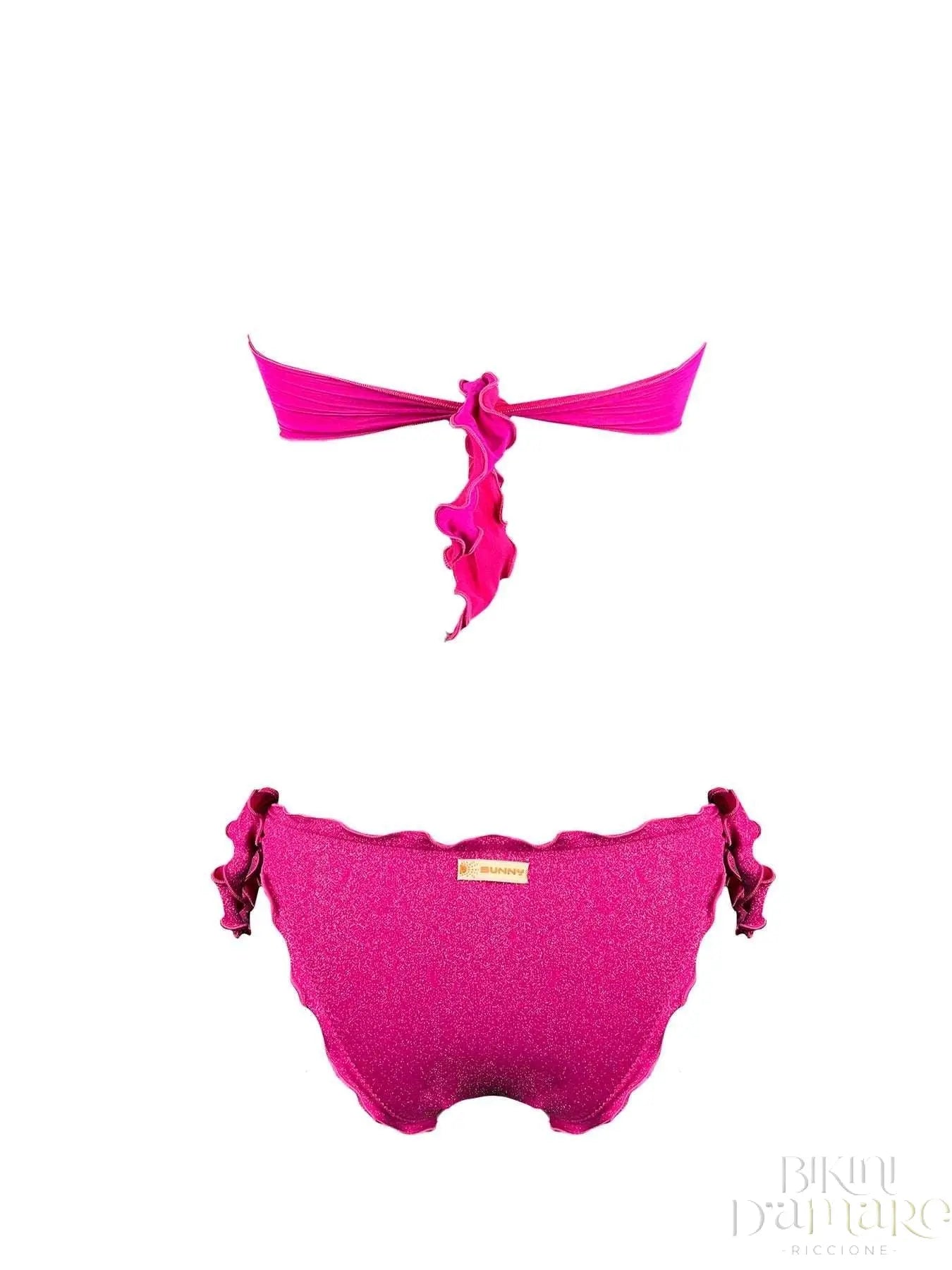 Bikini Fascia Paillettes Slip Polvere Di Stelle Fucsia