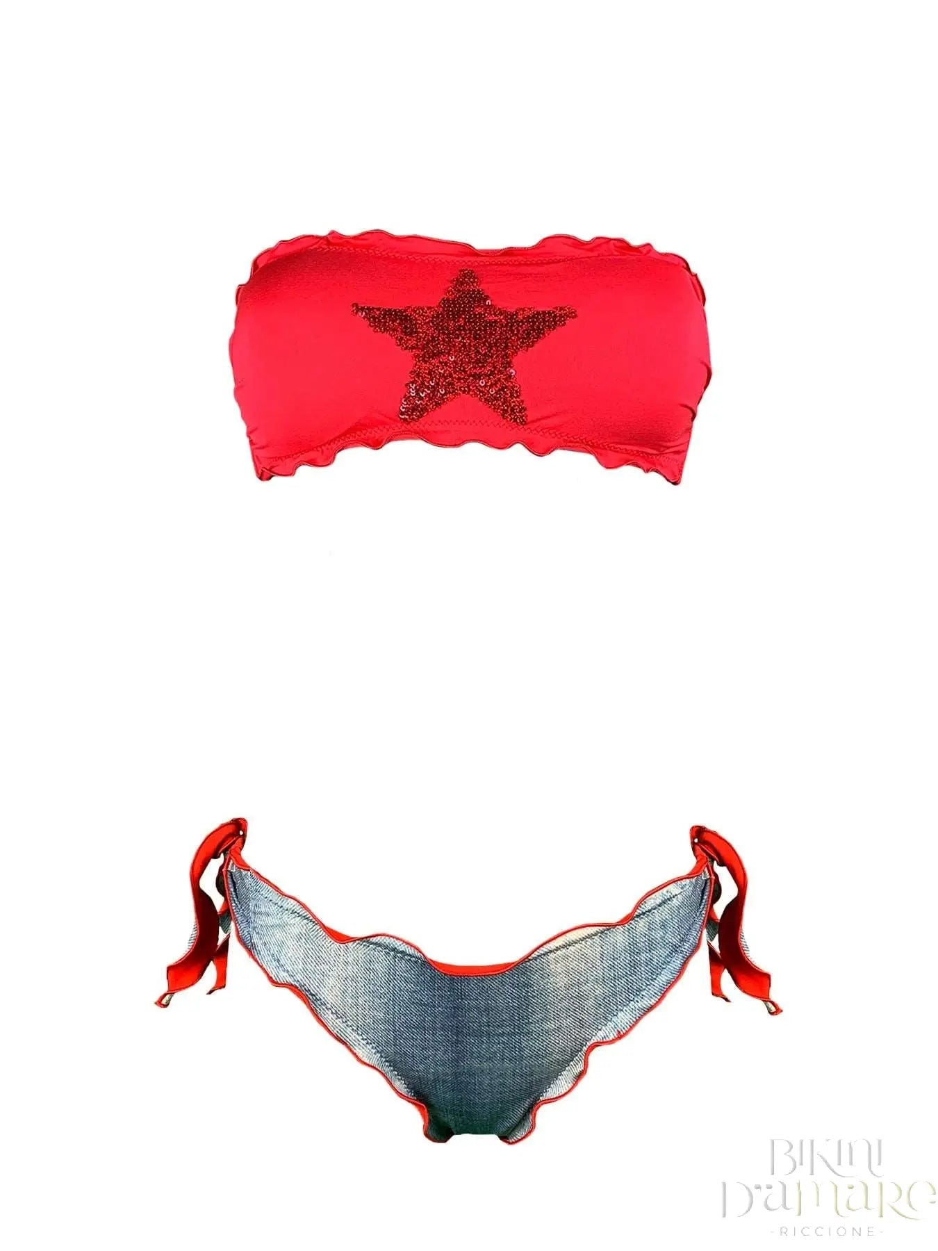 Bikini Fascia Paillettes Stella Rosso