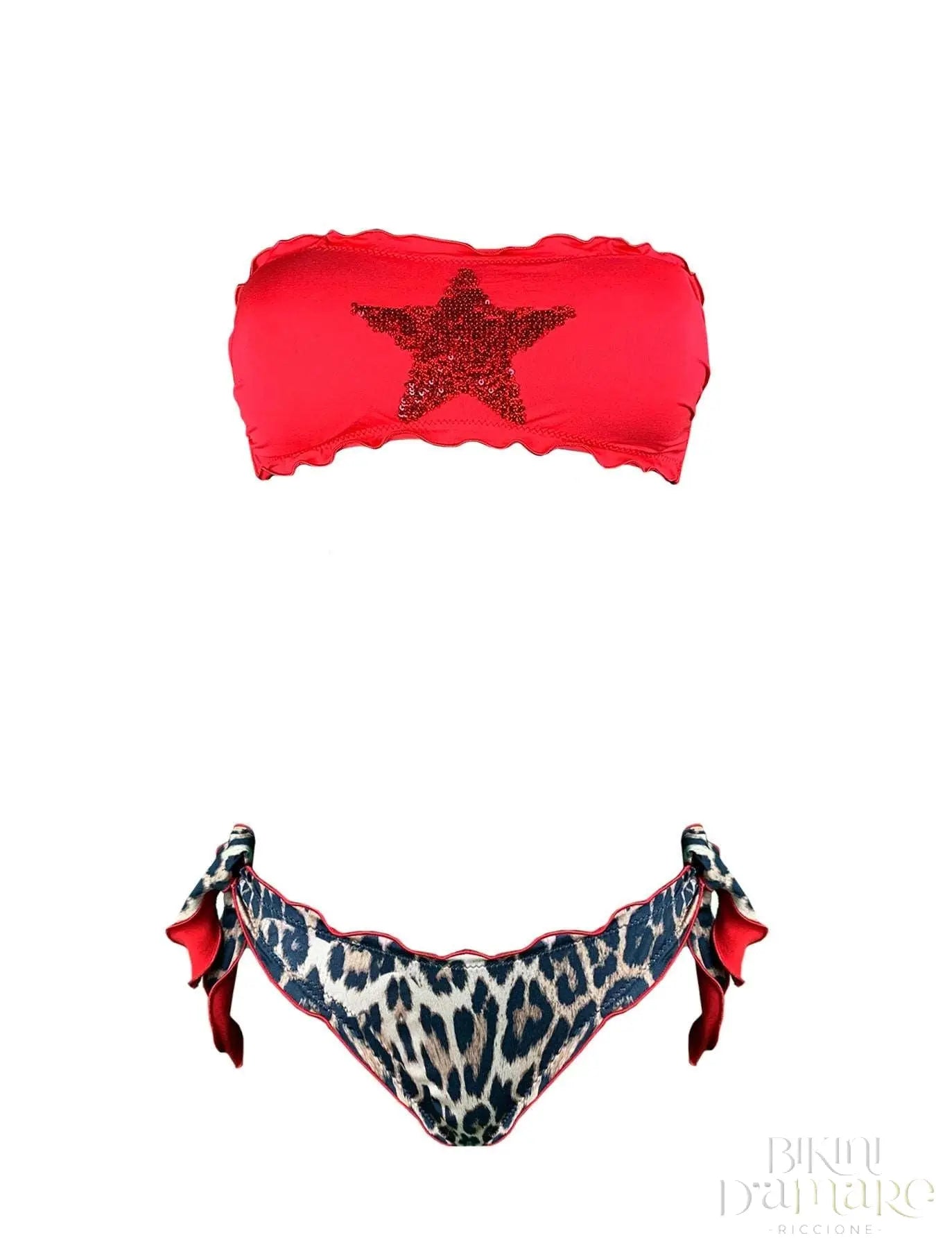 Bikini Fascia Paillettes Stella Rosso