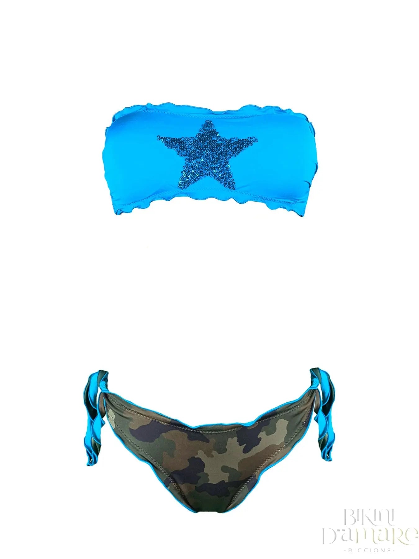 Bikini Fascia Paillettes Stella Turchese Sunny Beach - Bikini D'amare Riccione