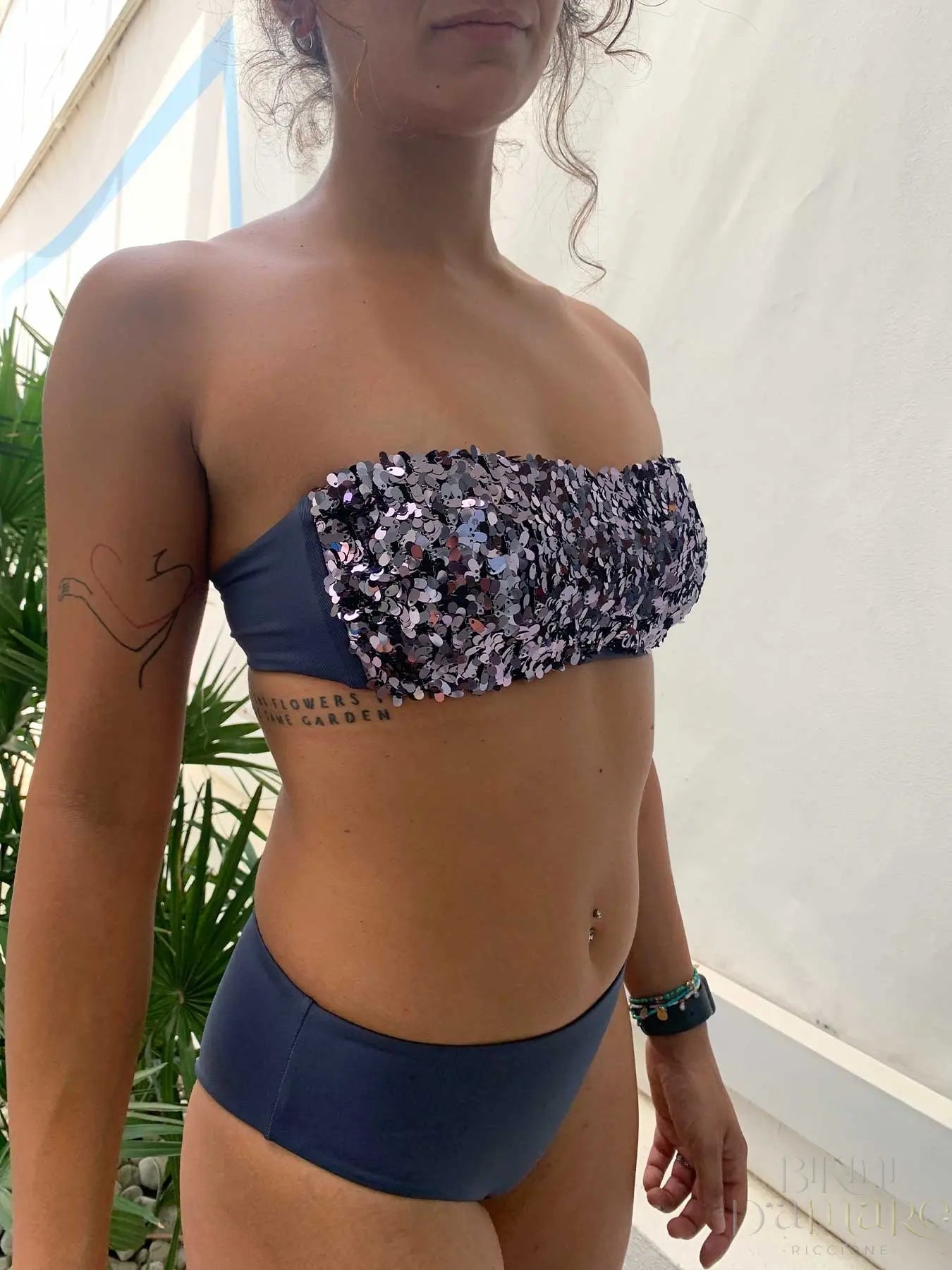 Bikini Fascia Paillettes a Goccia Grige - Bikini D'amare Riccione