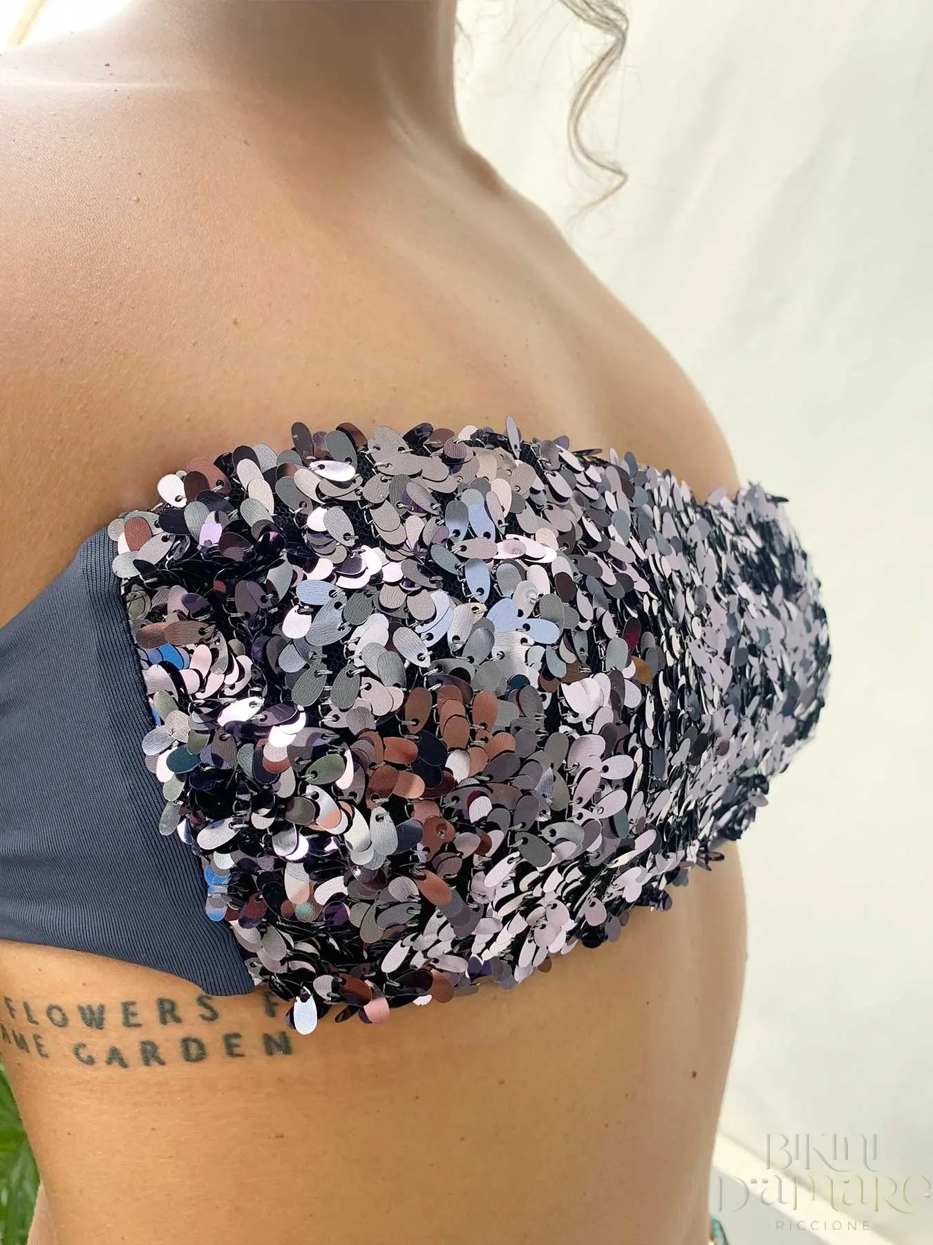 Bikini Fascia Paillettes a Goccia Grige - Bikini D'amare Riccione