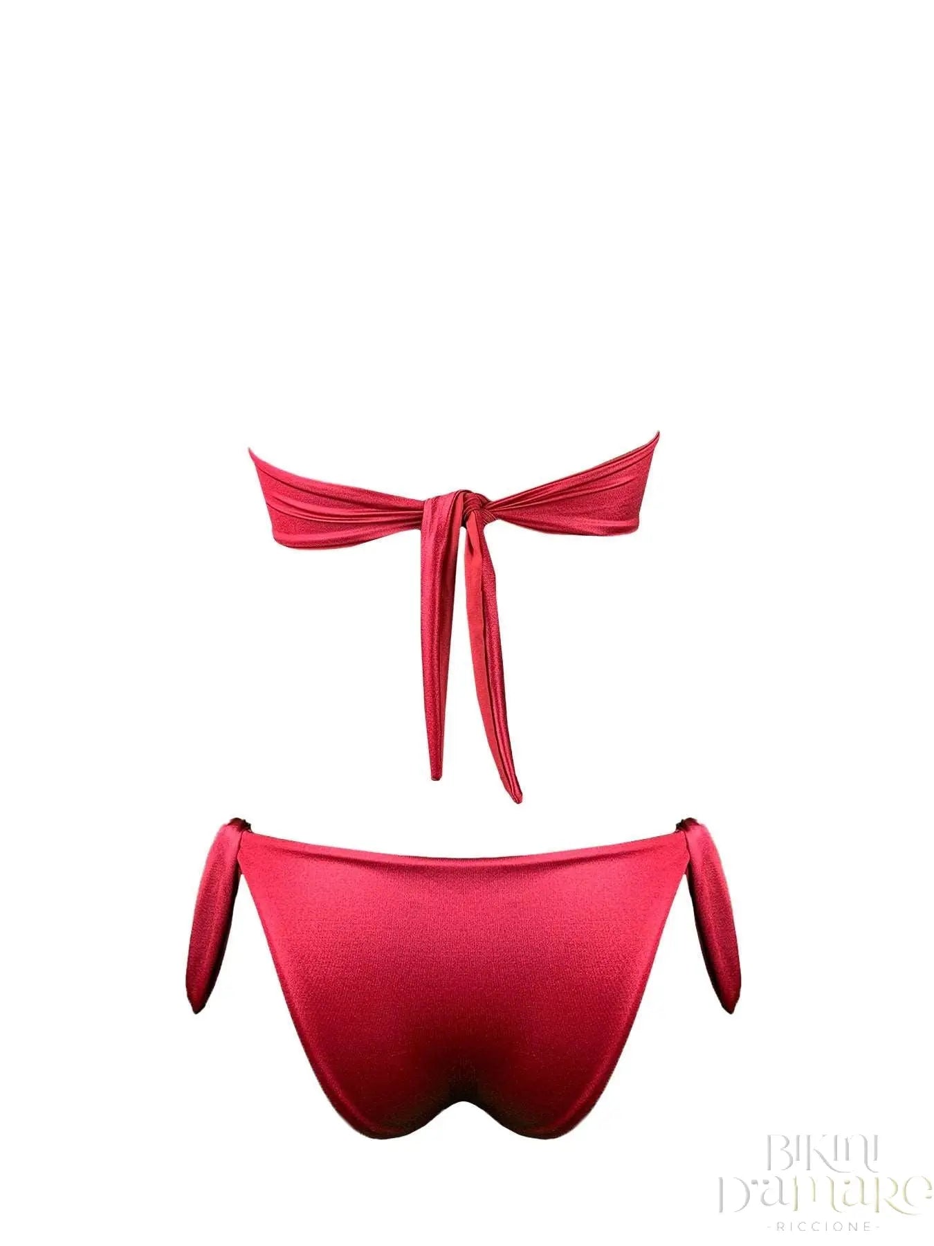 Bikini Fascia Paillettes a Goccia Rosse