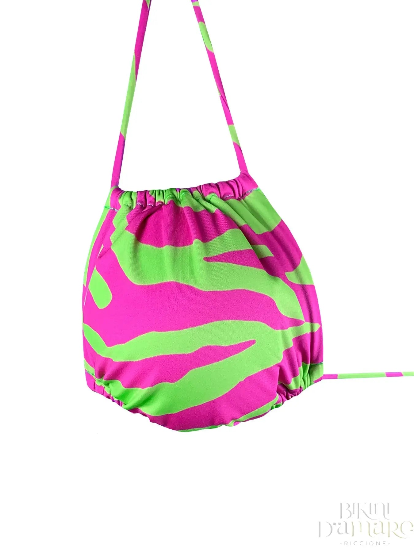 Bikini Triangolo 4 Posizioni Zebra Fucsia Green 2Bekini - Bikini D'amare Riccione