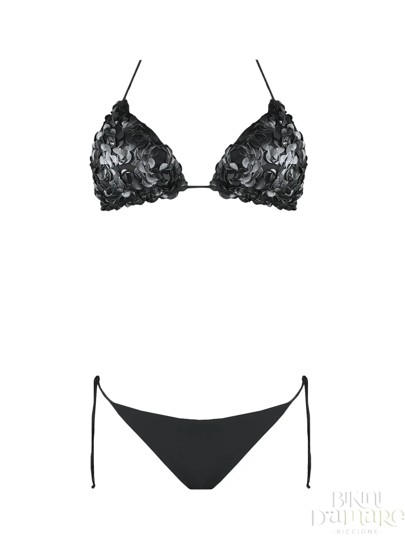 Bikini Triangolo Nero Con Intaglio Acqua di Cocco - Bikini D'amare Riccione