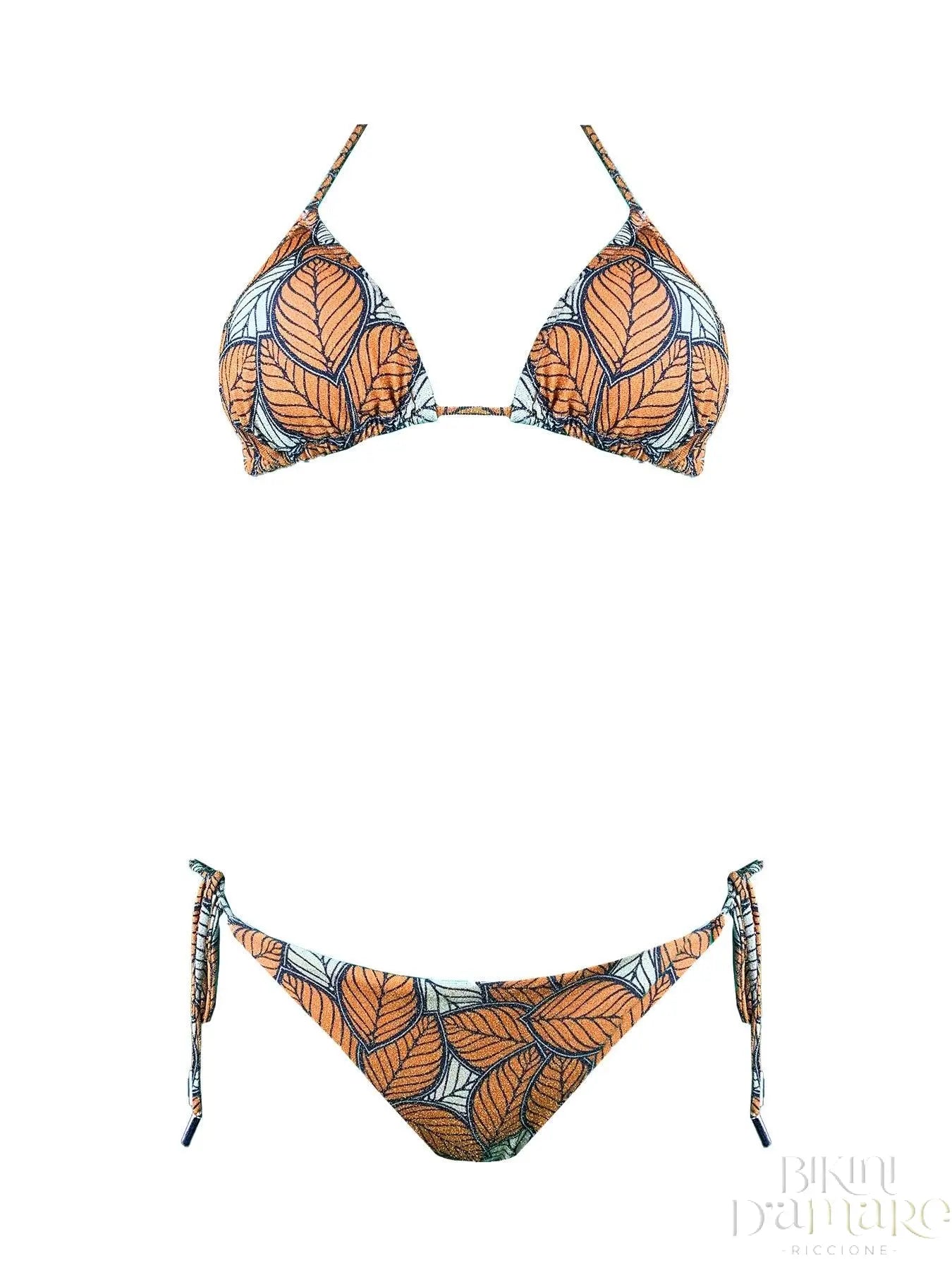 Bikini Triangolo Orange Leaves Lurex - Bikini D'amare Riccione