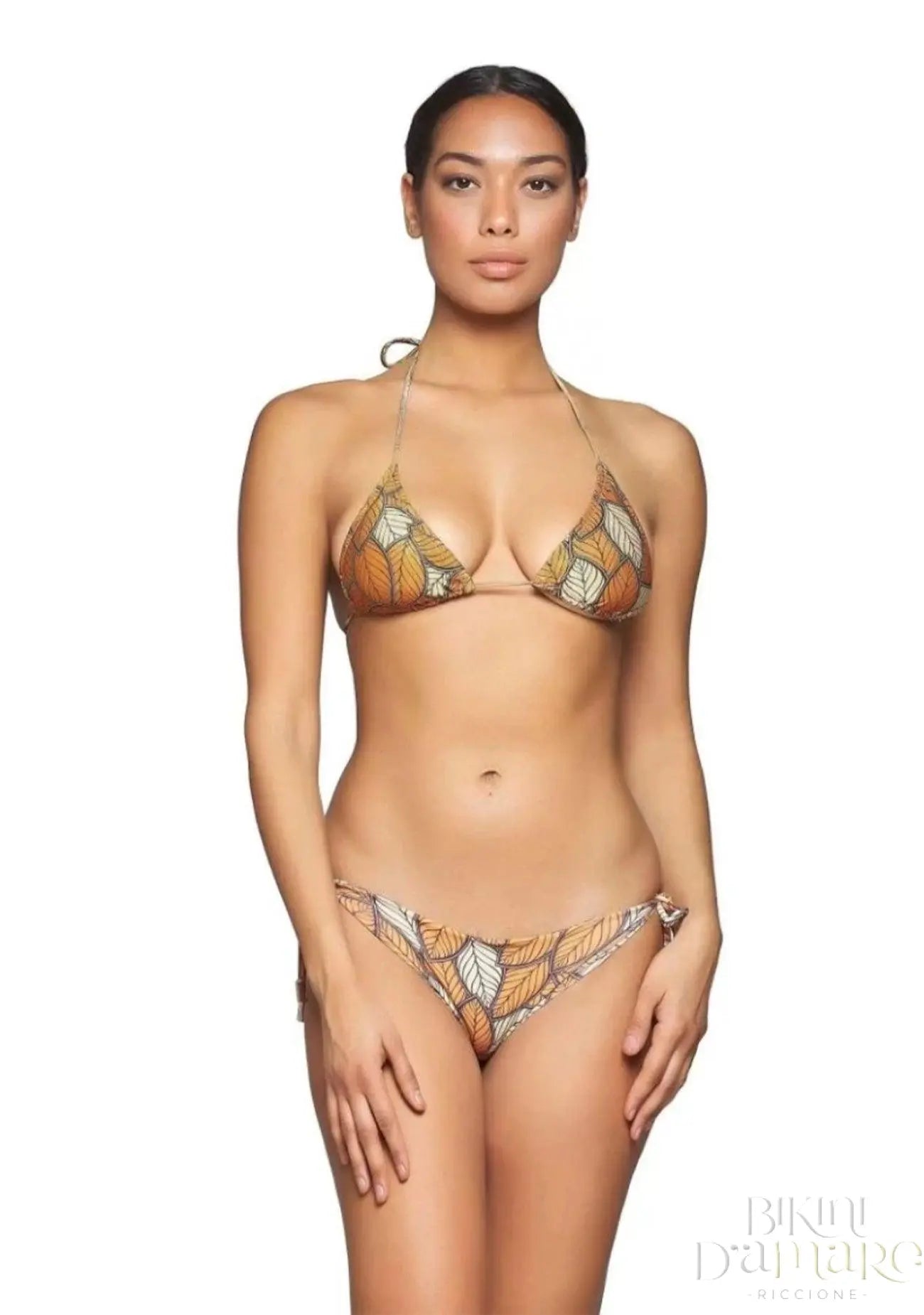 Bikini Triangolo Orange Leaves Lurex - Bikini D'amare Riccione