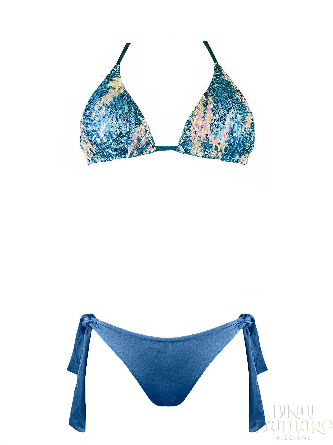 Bikini Triangolo Paillettes Blu Malibù Genius - Bikini D'amare Riccione