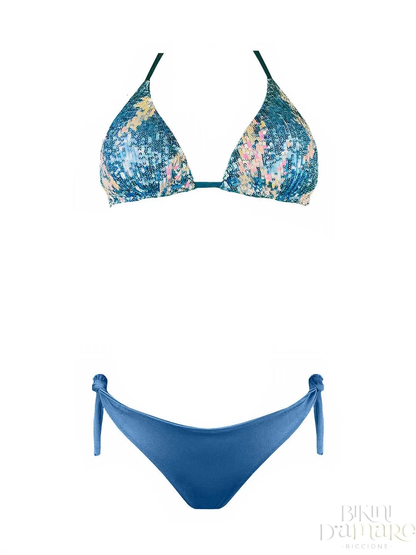 Bikini Triangolo Paillettes Blu Malibù Genius - Bikini D'amare Riccione