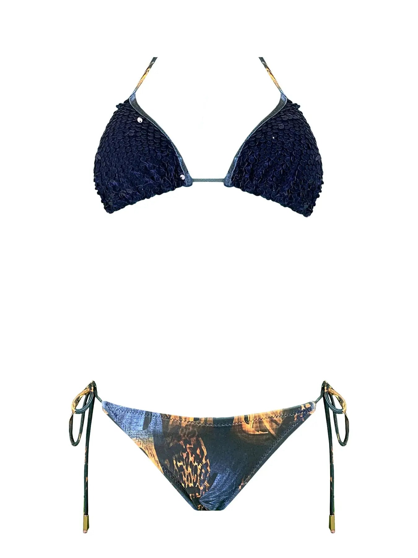 Bikini Triangolo Paillettes Velluto Acqua di Cocco - Bikini D'amare Riccione