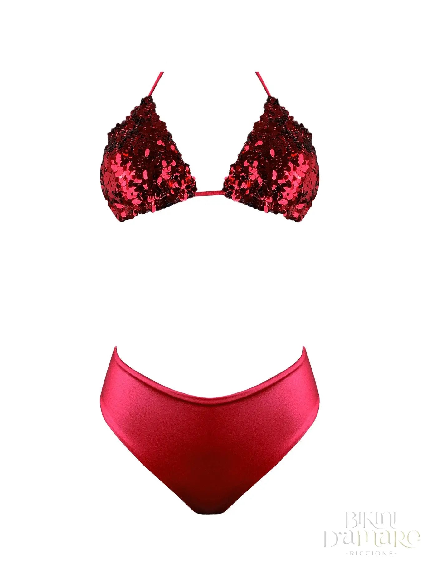 Bikini Triangolo Paillettes a Goccia Rosse - Bikini D'amare Riccione