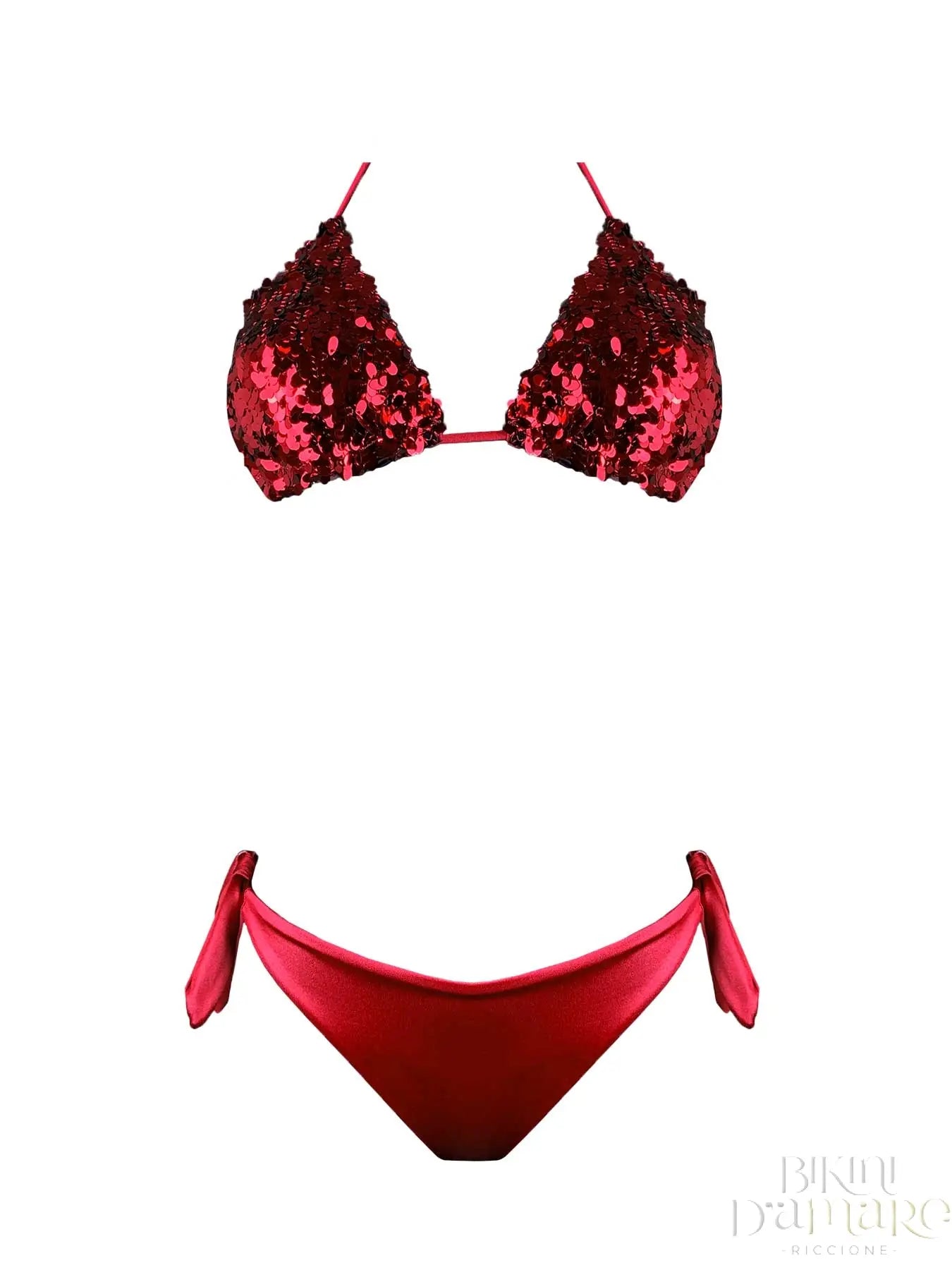 Bikini Triangolo Paillettes a Goccia Rosse - Bikini D'amare Riccione