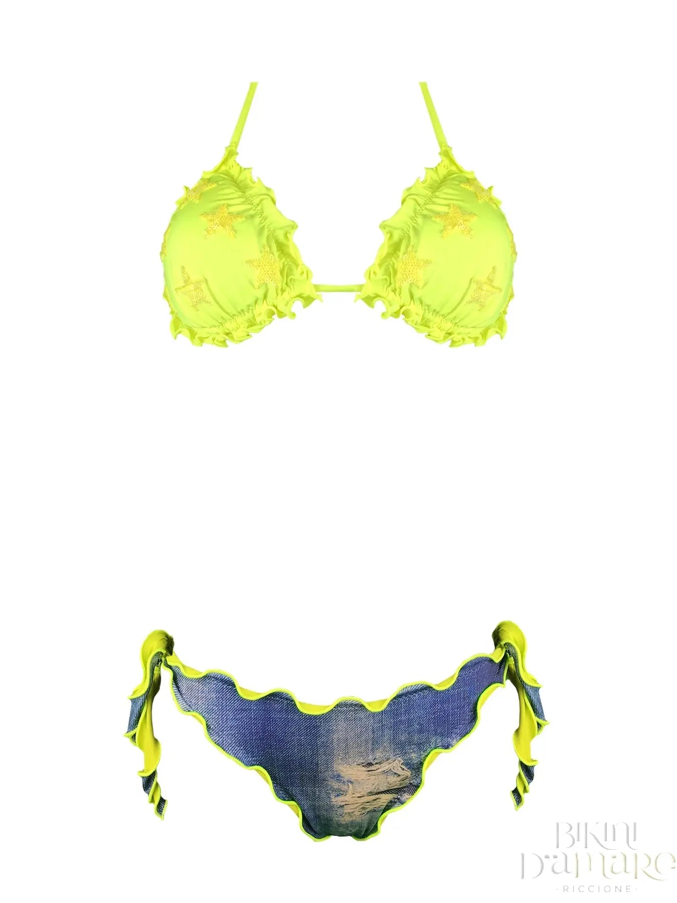 Bikini Triangolo Stelle Paillettes Fluo - Bikini D'amare Riccione