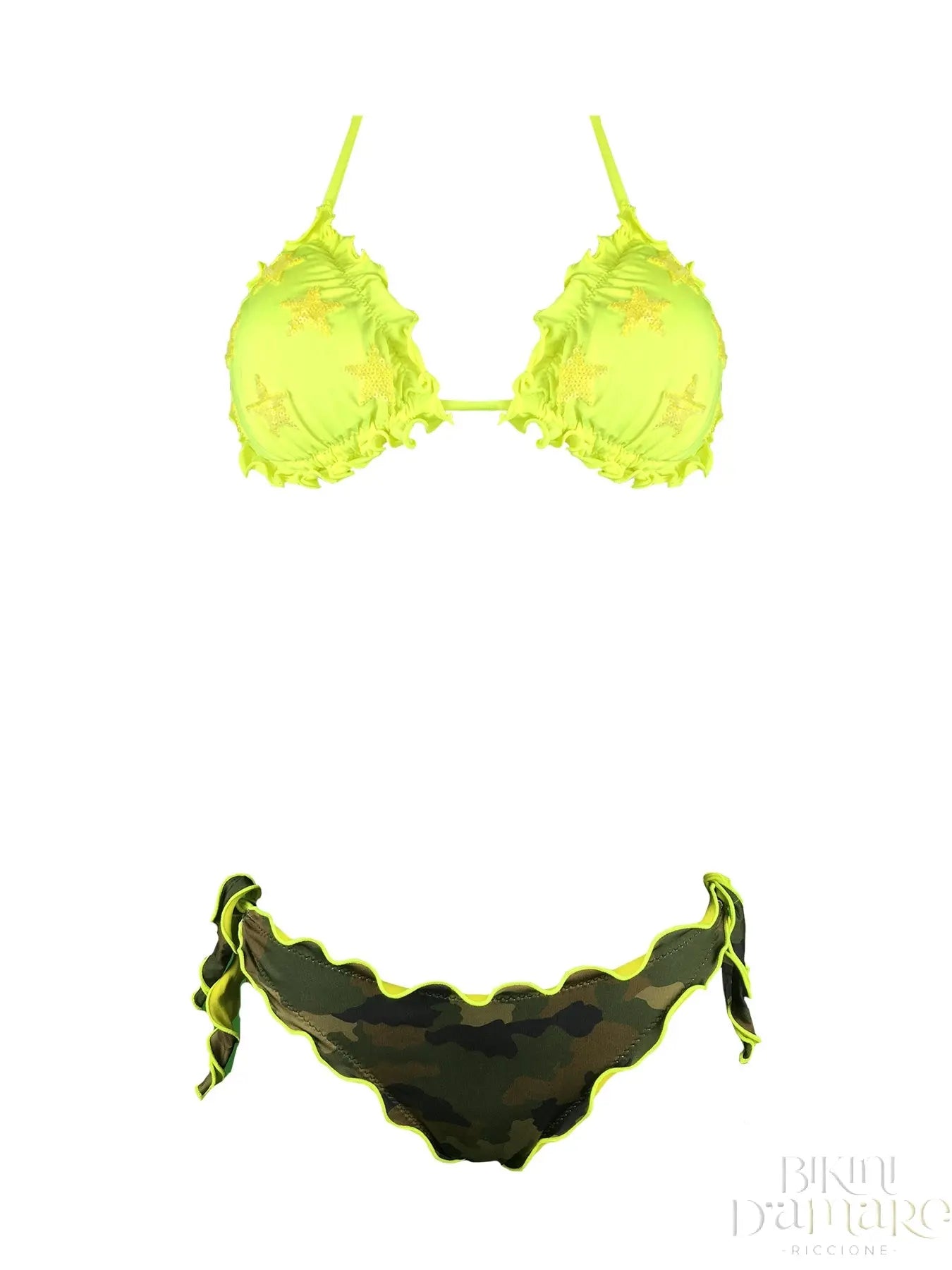 Bikini Triangolo Stelle Paillettes Fluo - Bikini D'amare Riccione