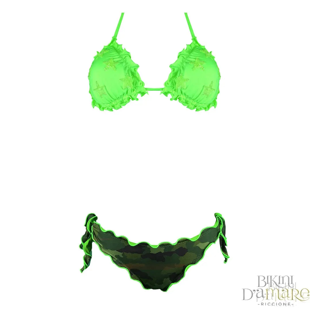 Bikini Triangolo Stelle Paillettes Fluo - Bikini D'amare Riccione