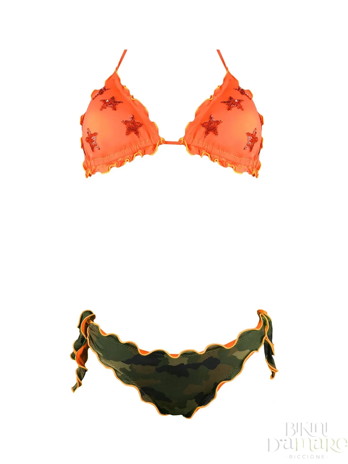 Bikini Triangolo Stelle Paillettes Fluo - Bikini D'amare Riccione