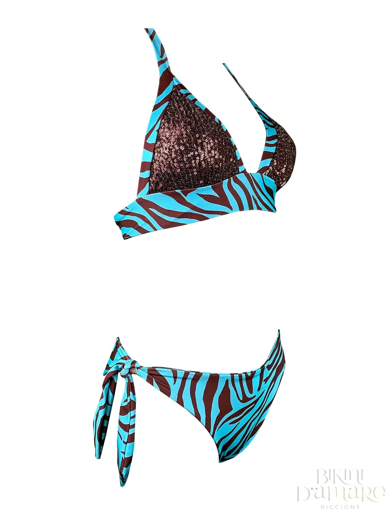 Bikini Triangolo Vela Paillettes Zebrato Kenia Genius - Bikini D'amare Riccione