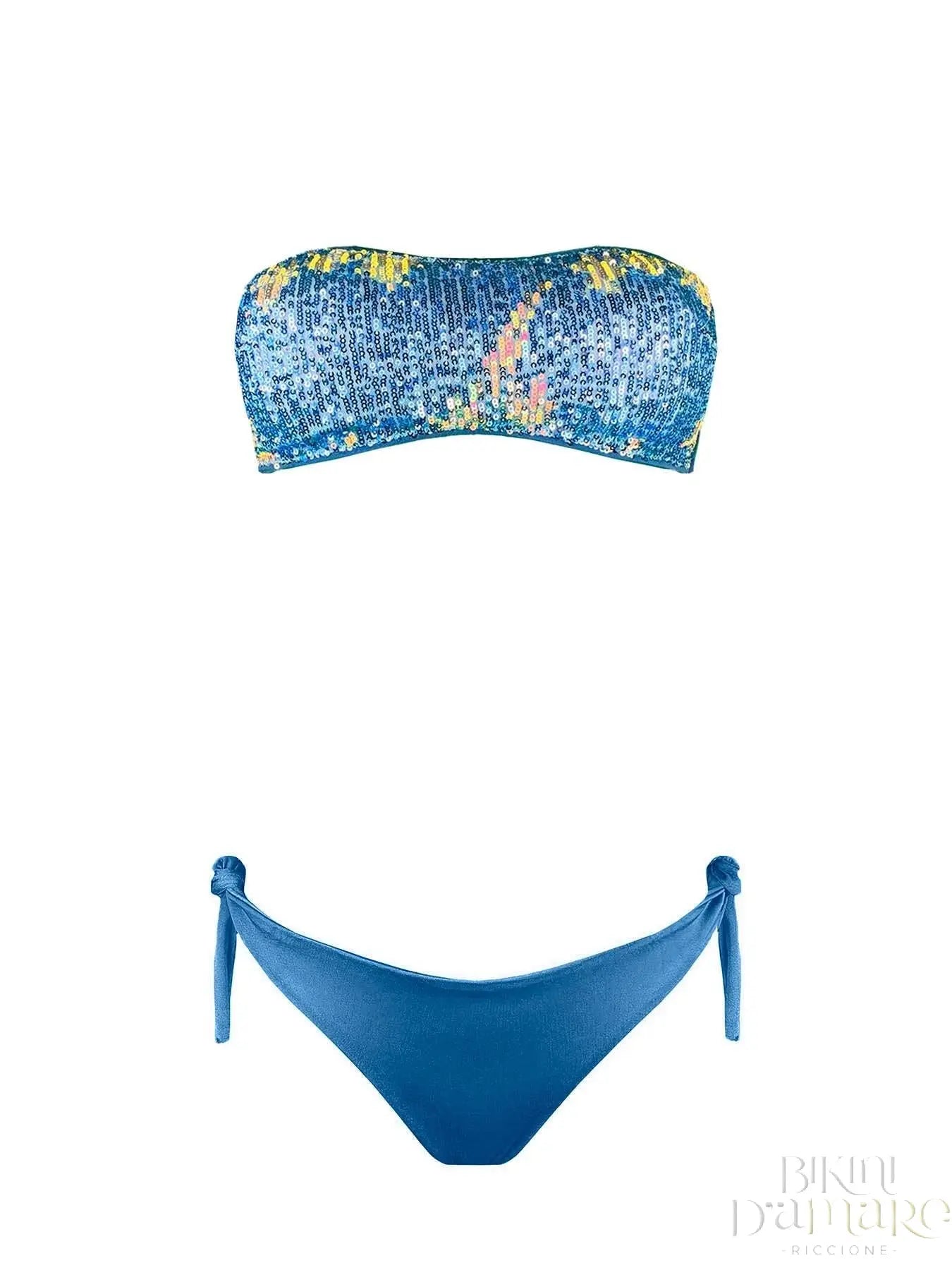 Bikini Fascia Paillettes Blu Malibù