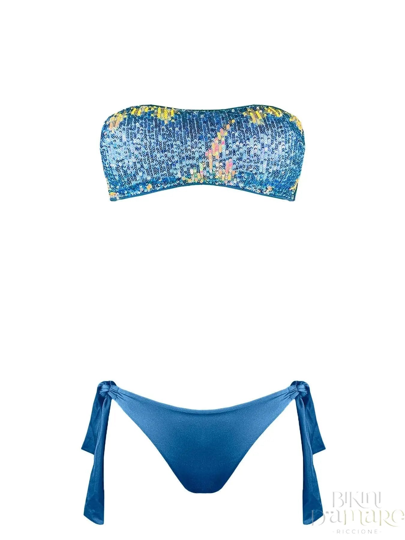 Bikini Fascia Paillettes Blu Malibù