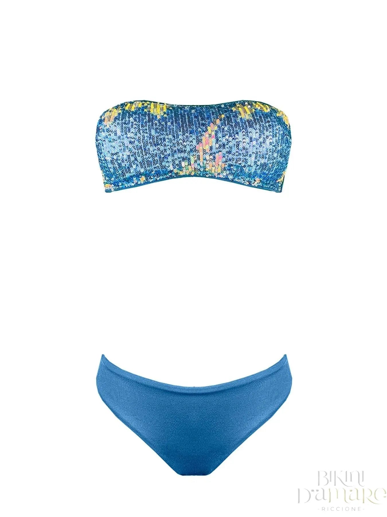 Bikini Fascia Paillettes Blu Malibù