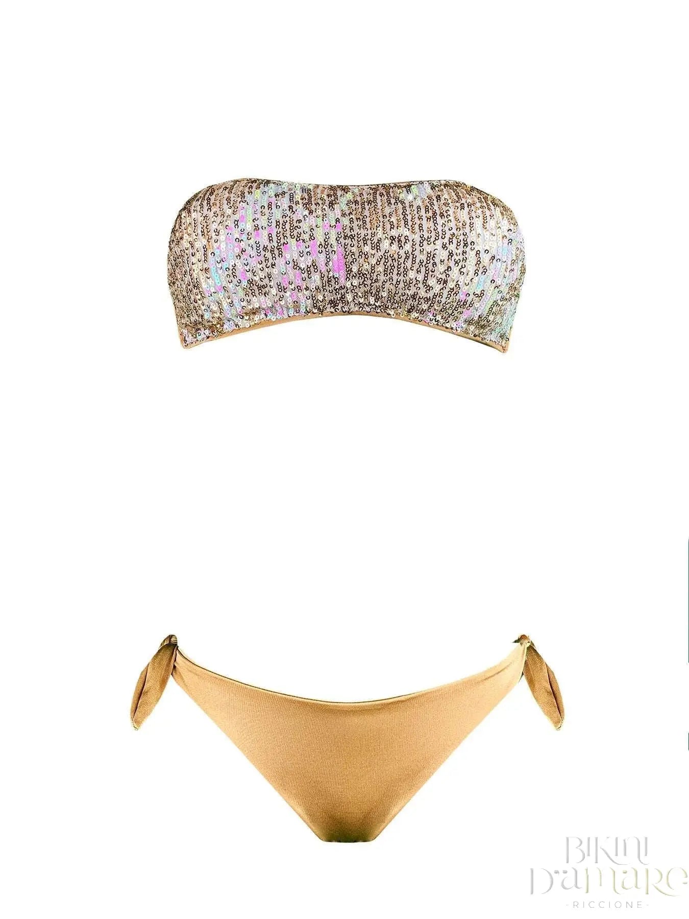 Bikini Fascia Paillettes Oro Malibù