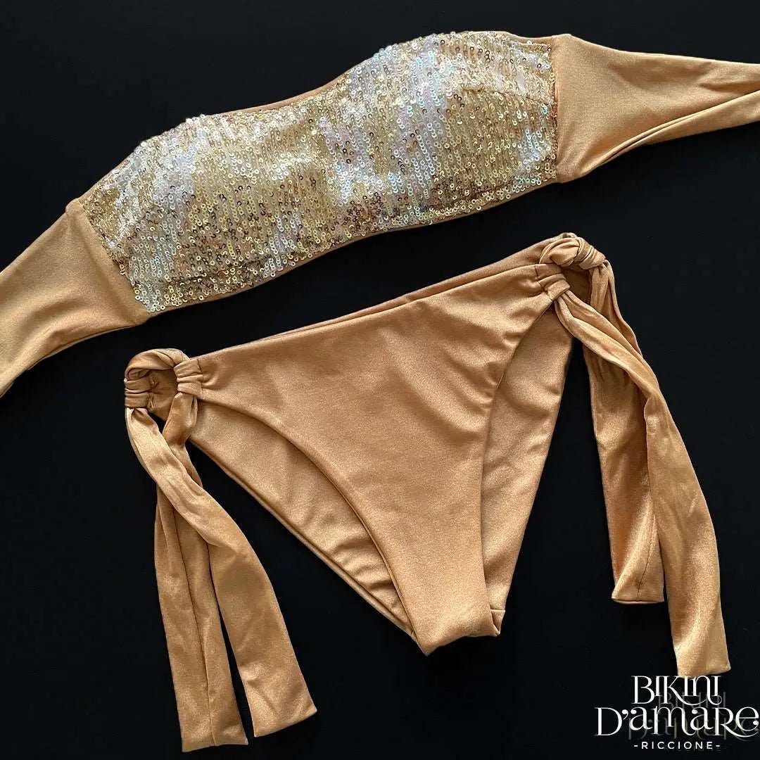 Bikini Fascia Paillettes Oro Malibù