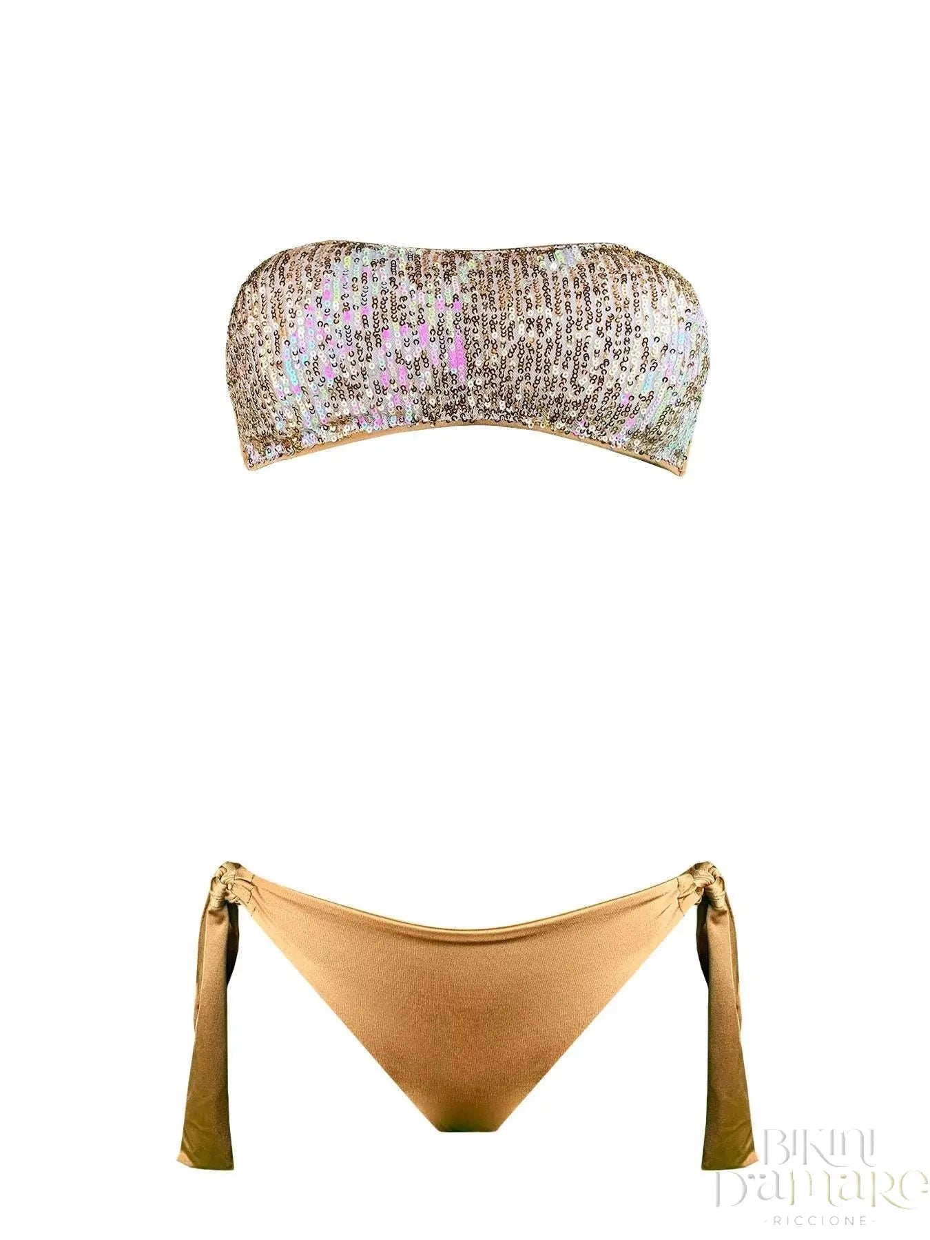 Bikini Fascia Paillettes Oro Malibù