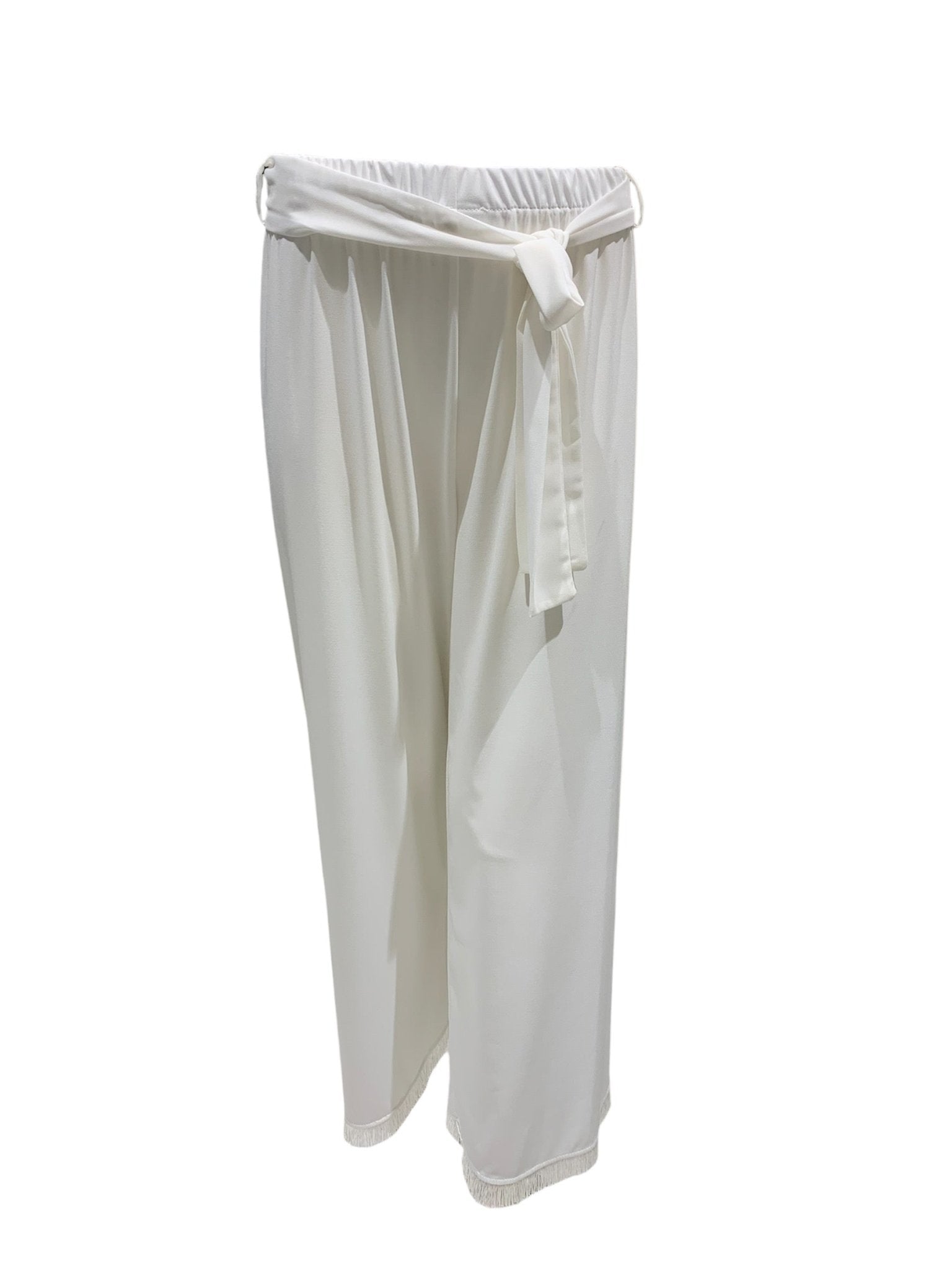 Bighet Pantaloni Caviglia con Frangine -Scegli il Colore- Bianco - Bikini D'amare Riccione