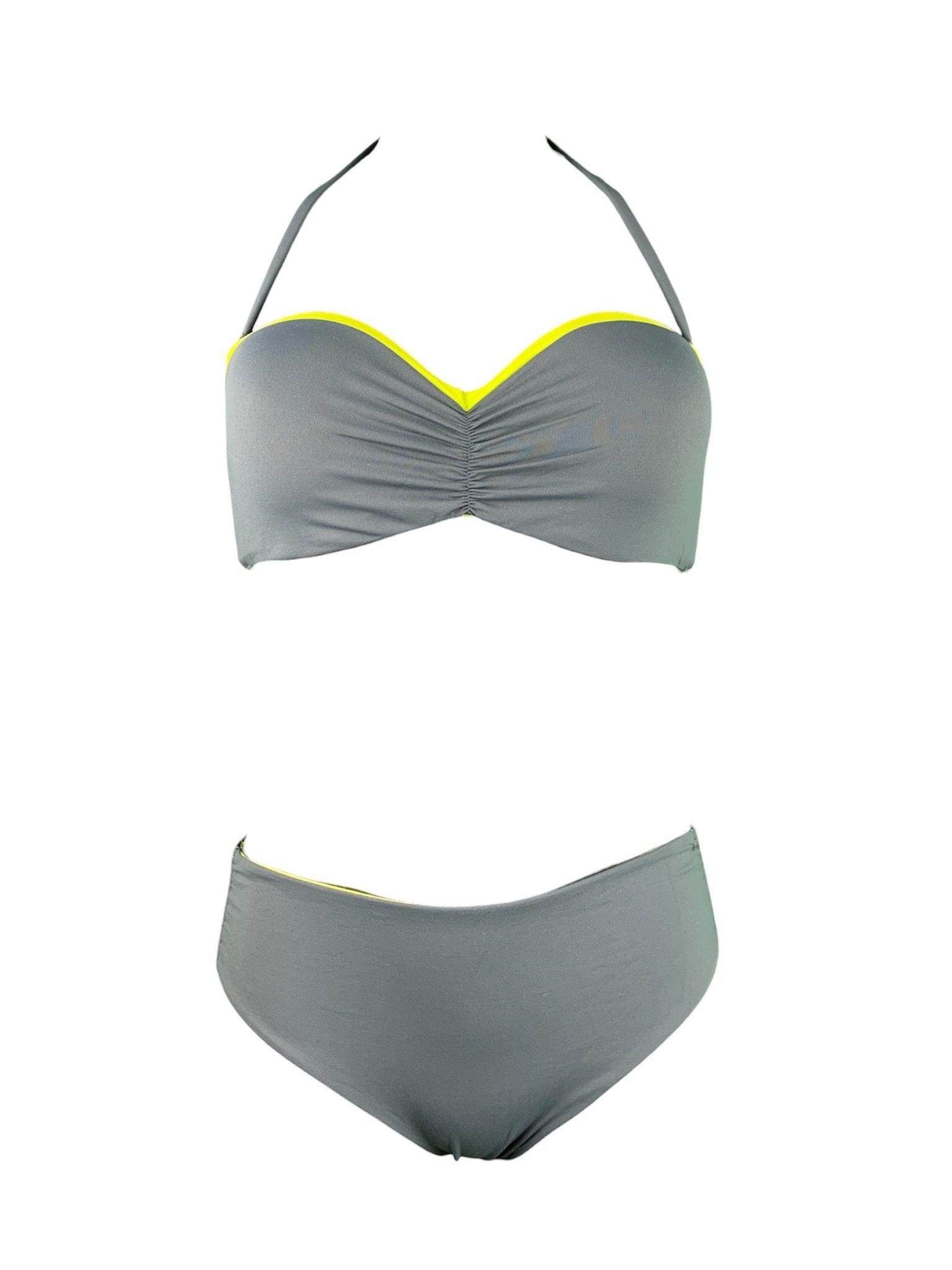 Bikini Balconcino Bicolore Grigio/Acido Marette Beachwear