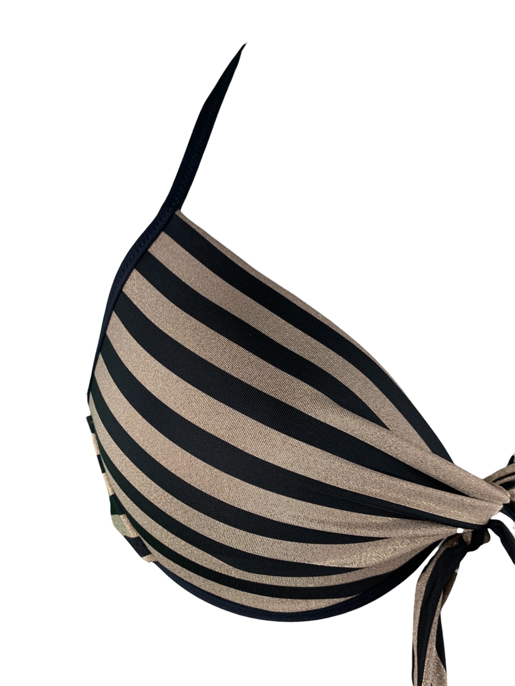 Bikini Push Up Righe Oro/Nero Contatti Beachwear