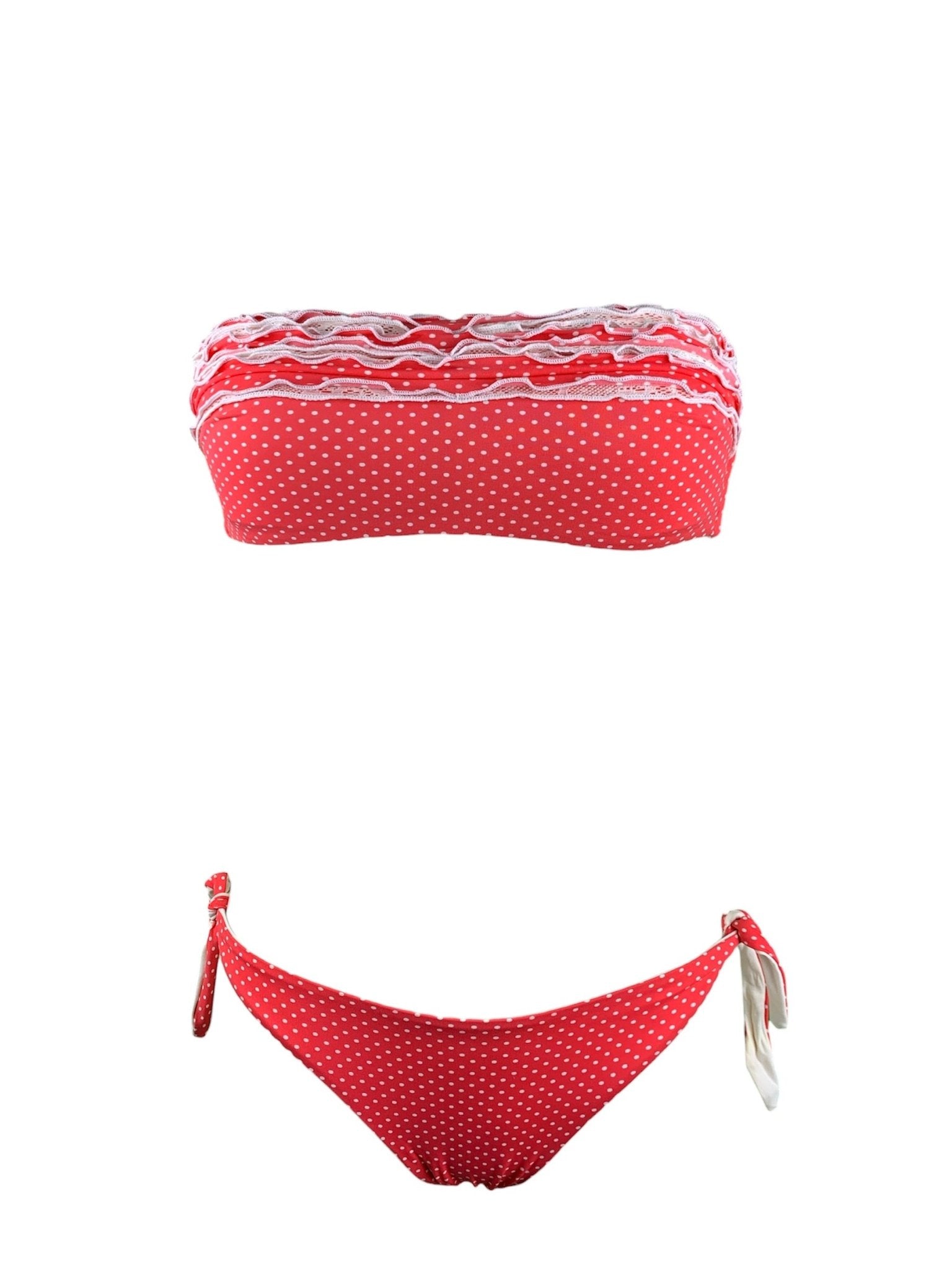 Bikini Fascia Rouches Pois Contatti Beachwear