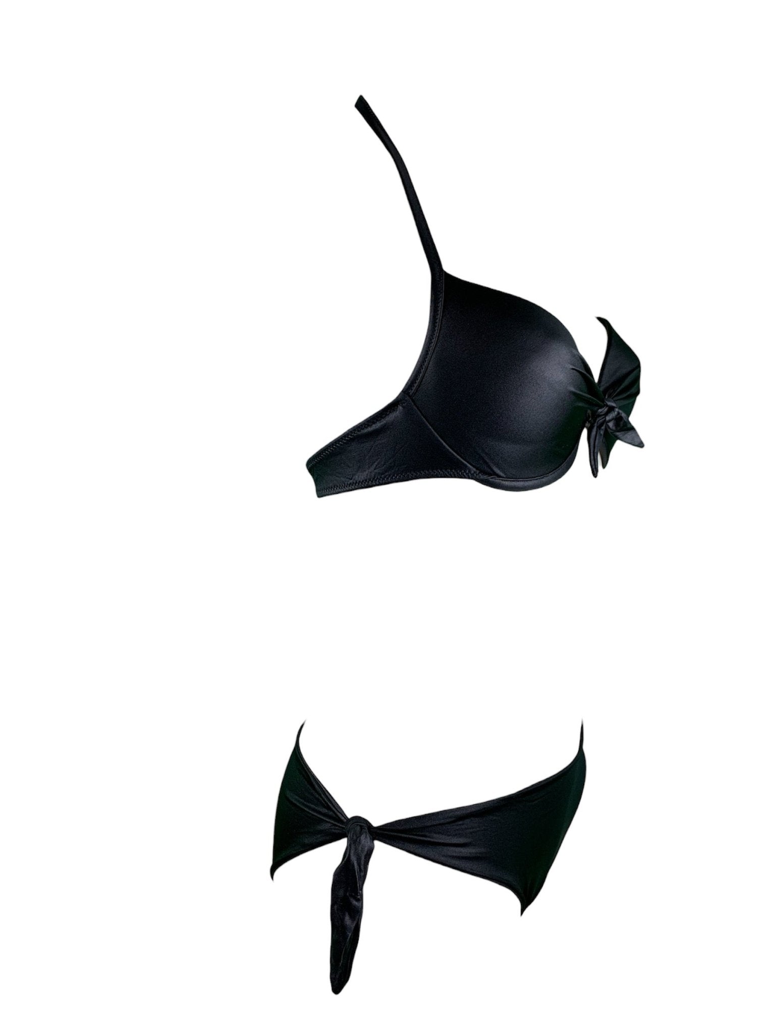 Bikini Push Up Spalmato Nero Contatti Beachwear