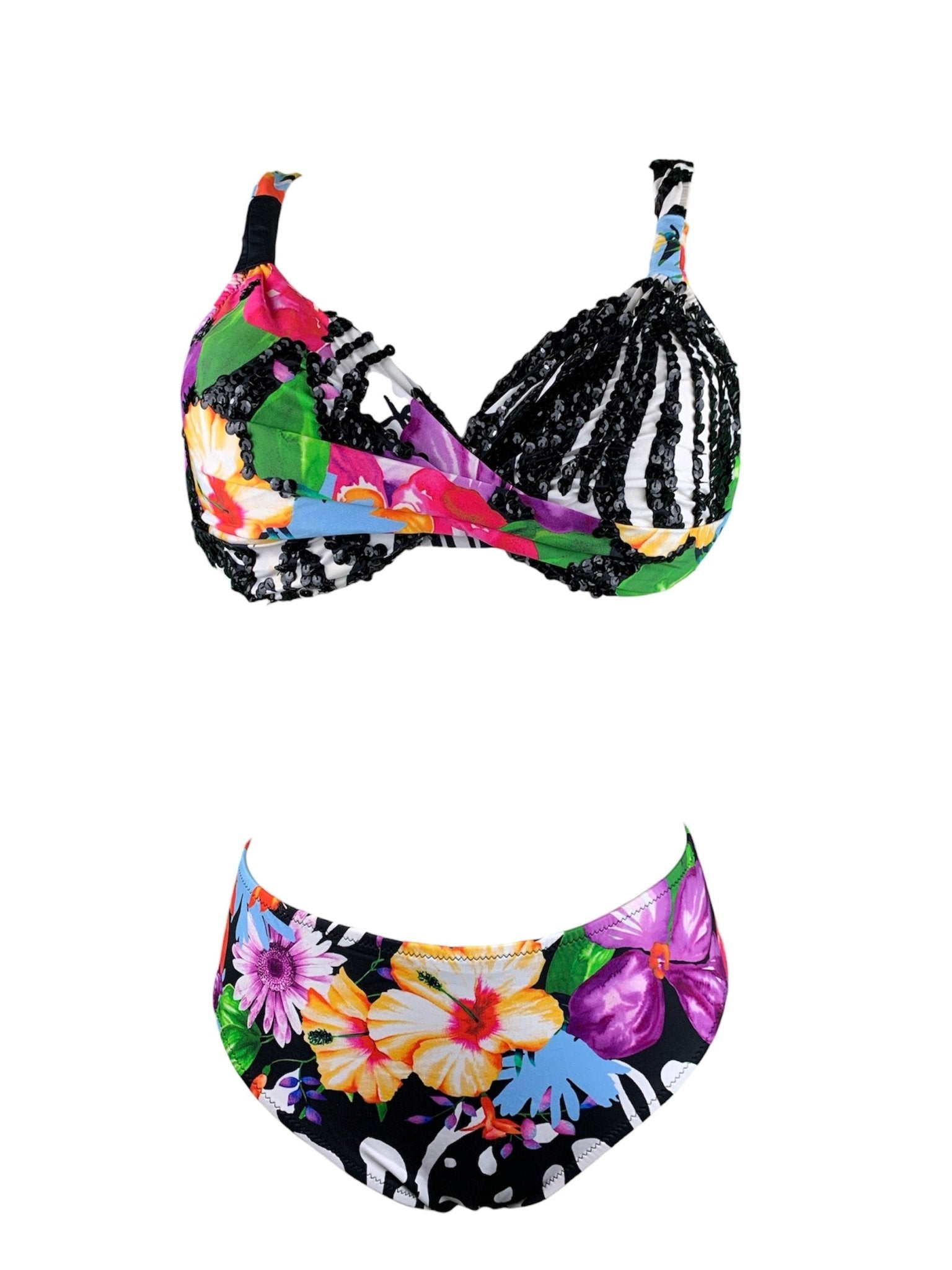 Bikini Ferretto KC Fiori con Paillettes Marette Beachwear