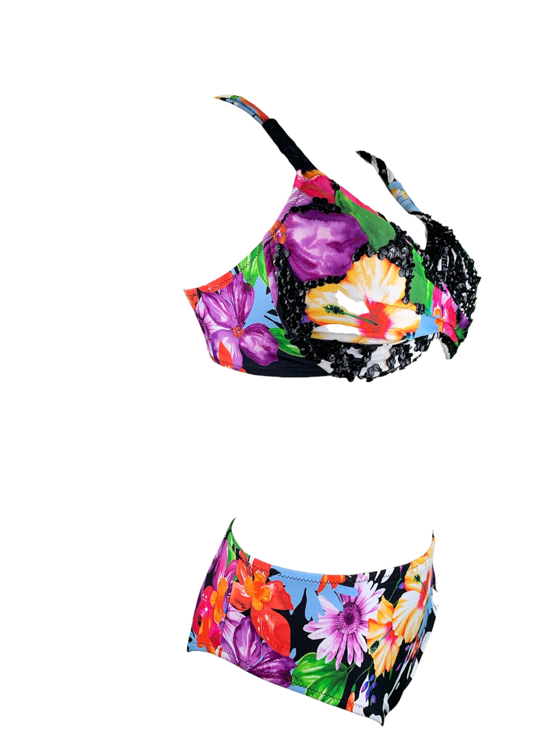 Bikini Ferretto KC Fiori con Paillettes Marette Beachwear