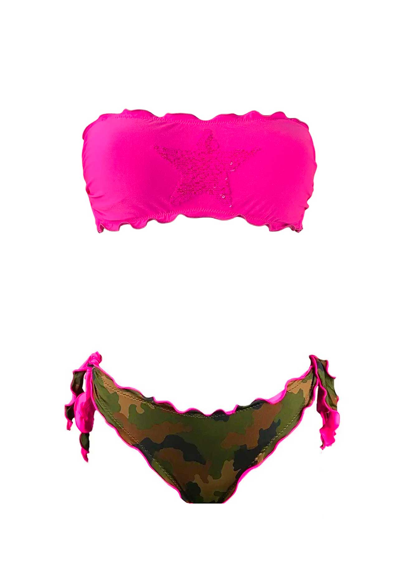 Sunny Beach Bikini Fascia Stella Paillettes Fluo - Scegli il Colore