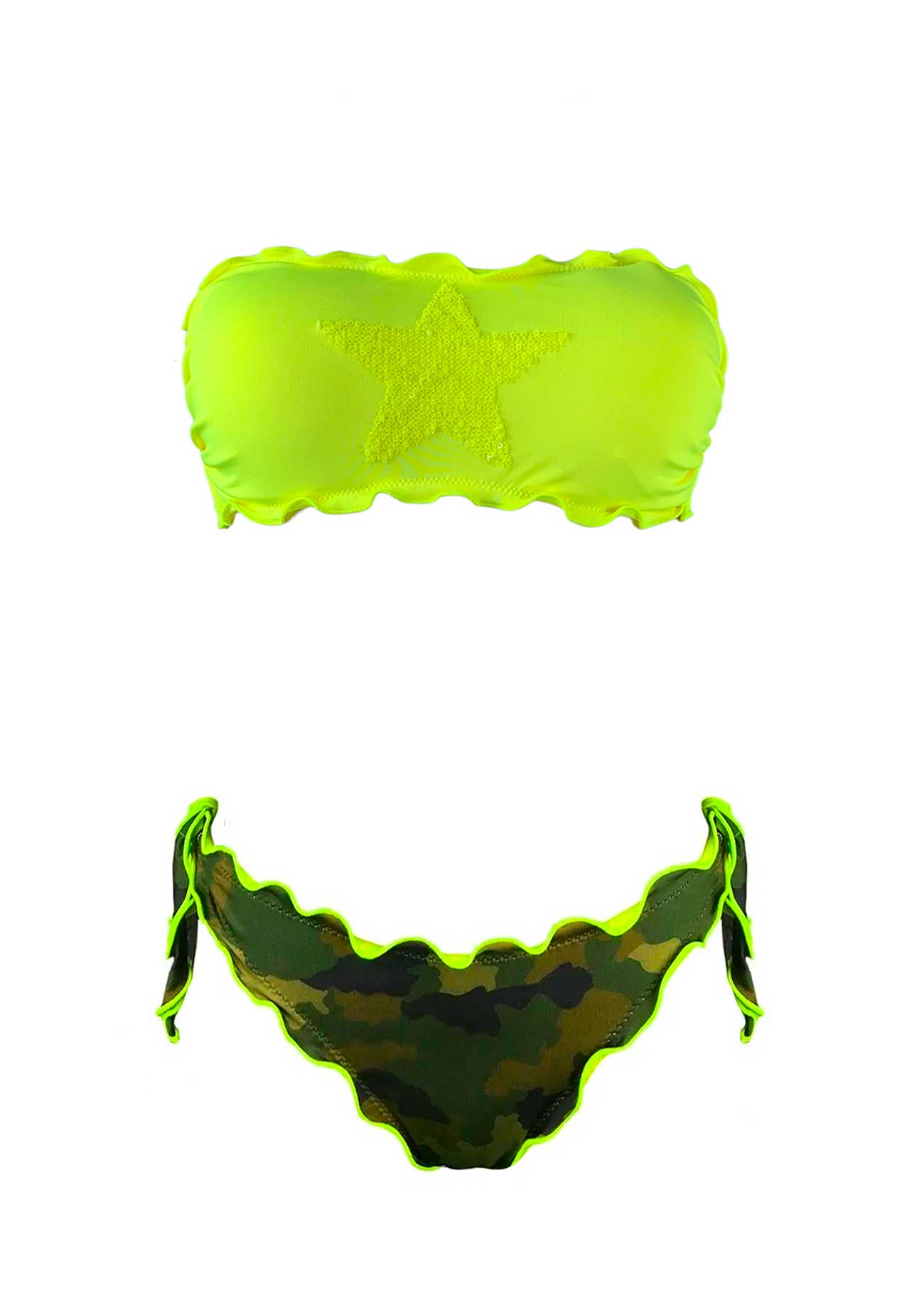 Sunny Beach Bikini Fascia Stella Paillettes Fluo - Scegli il Colore