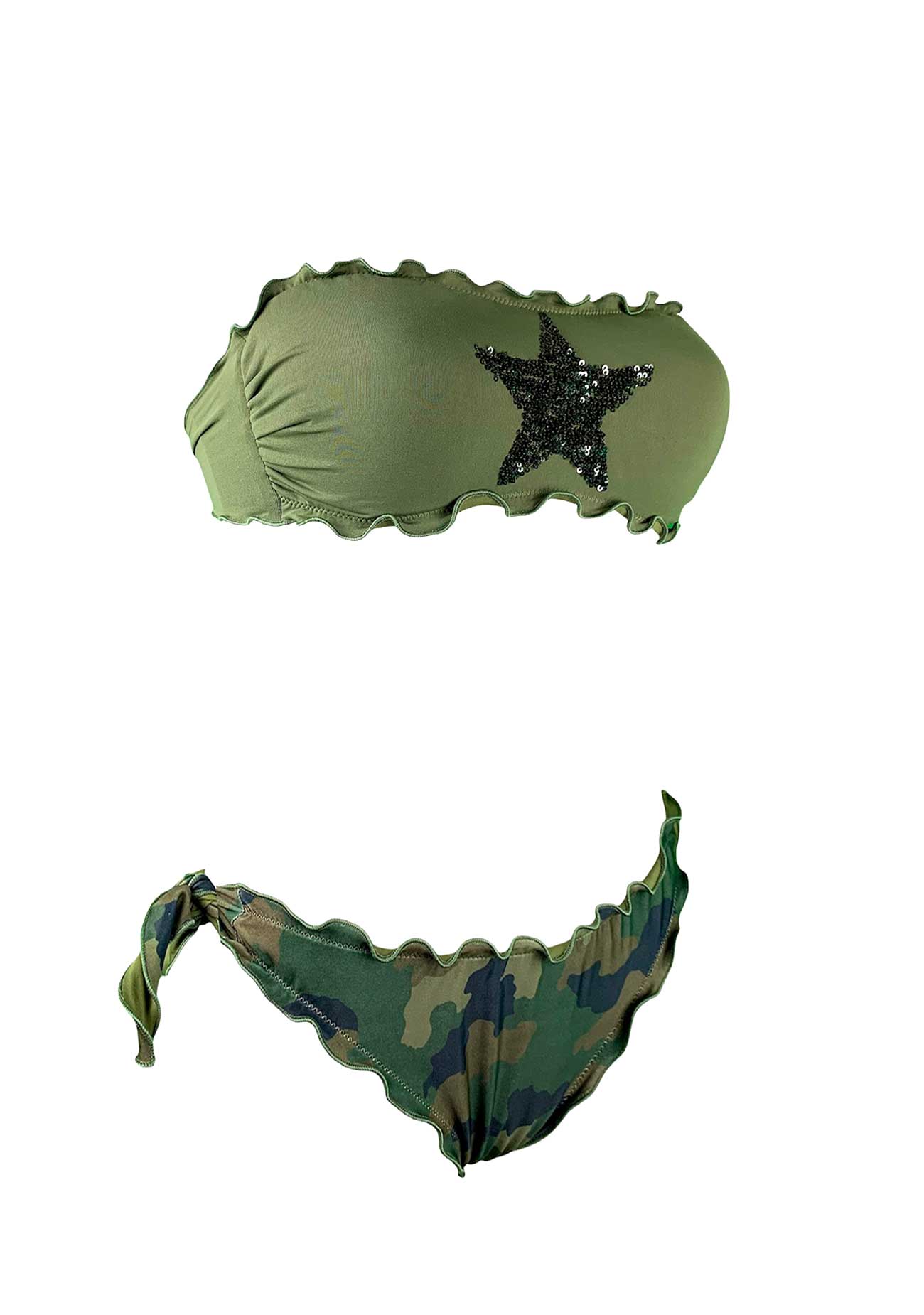 Sunny Beach Bikini Fascia Paillettes Stella Militare