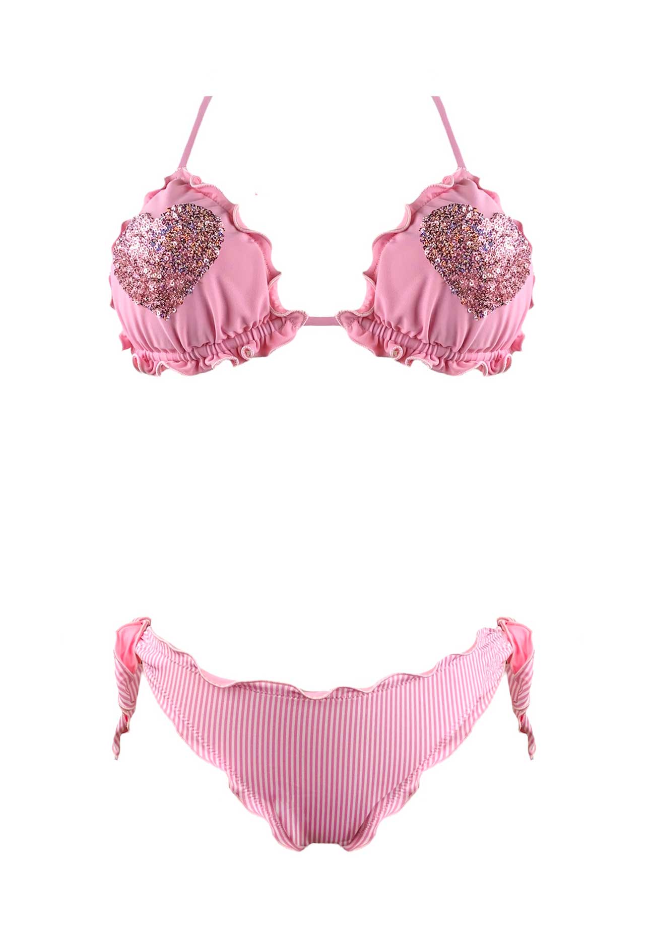 Sunny Beach Bikini Triangolo Paillettes Cuori - Scegli il Colore