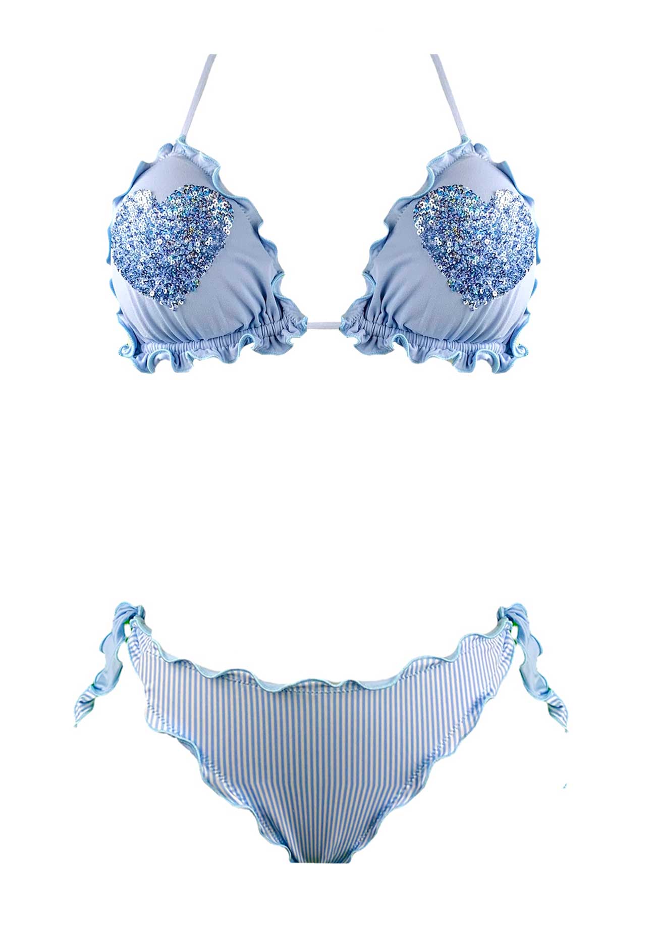 Sunny Beach Bikini Triangolo Paillettes Cuori - Scegli il Colore