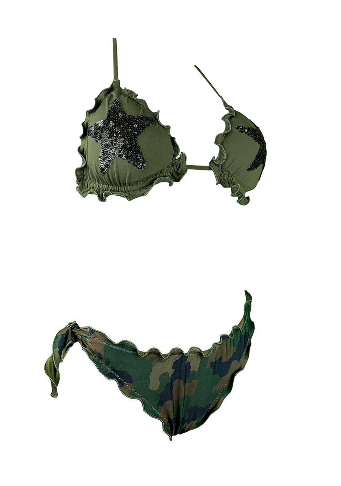 Sunny Beach Bikini Triangolo Paillettes Stelle Militare