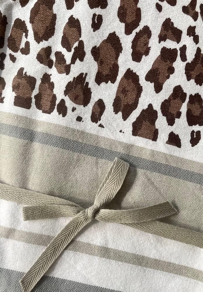 Telo Mare Fouta Safari Rigato Maculato con Pon Pon